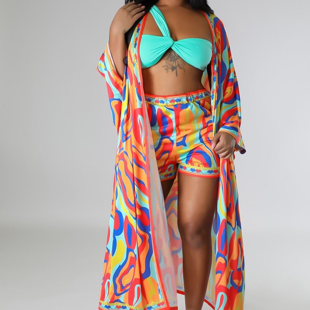 Two piece duster with shorts